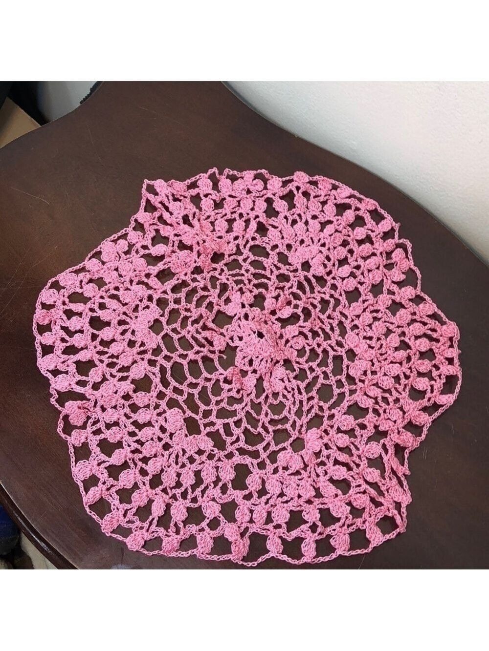Handmade pink delicate crochet doily​​​​​